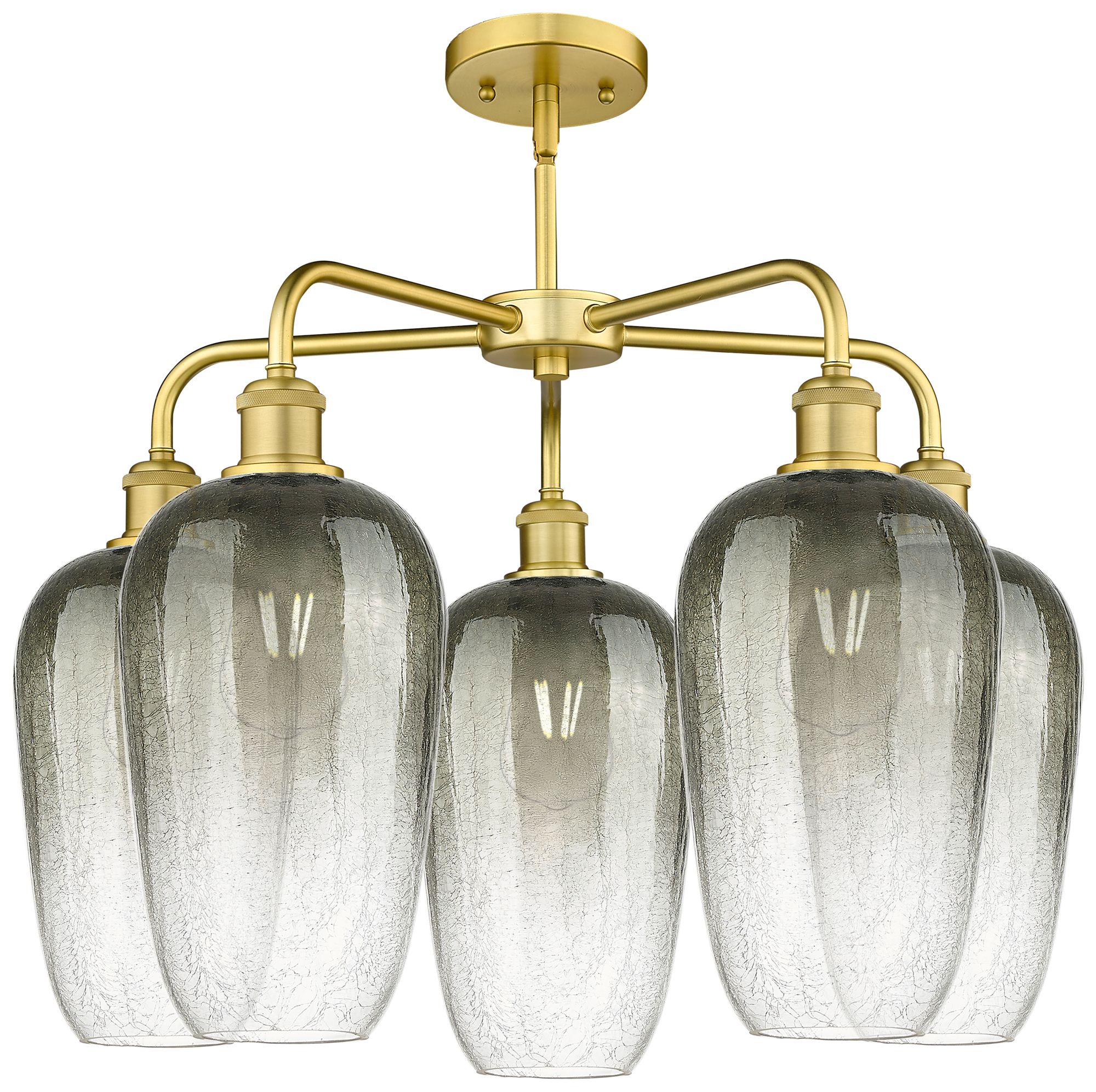 Image 2 Ballston Brookhaven Flute 26"W 5 Light Gold Stem Chandelier w/ Slate Shade more views