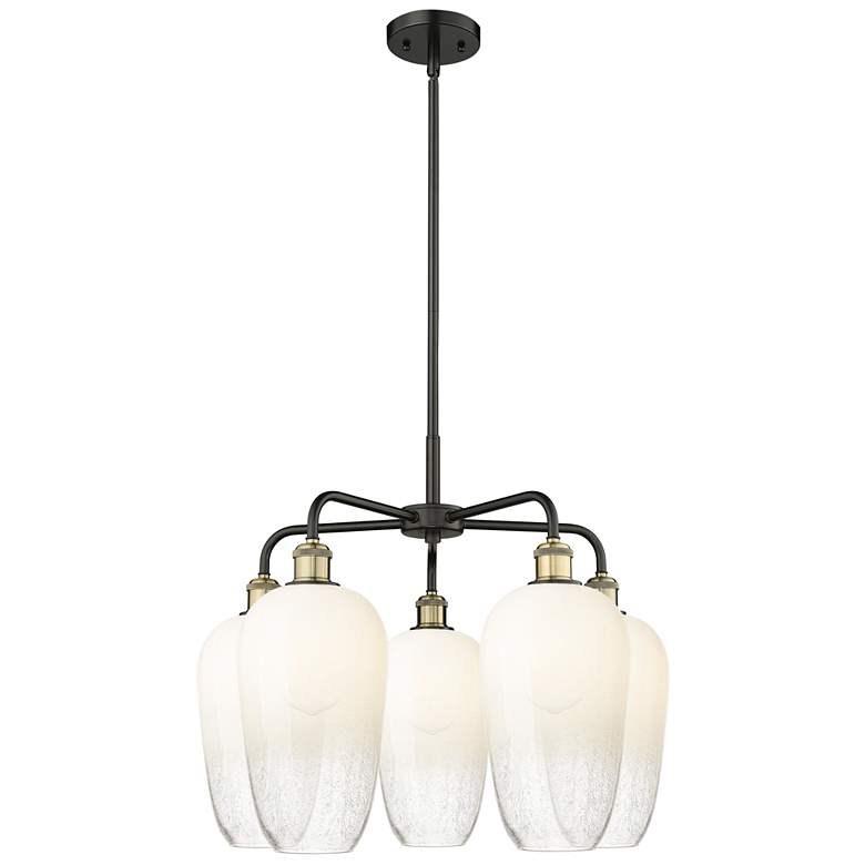Image 1 Ballston Brookhaven Flute 26"W 5-Lt Black Brass Chandelier w/ Opal Shade