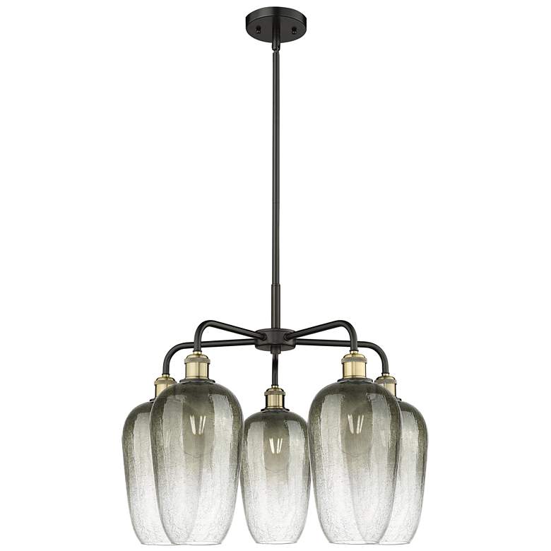 Image 1 Ballston Brookhaven Flute 26"W 5-Lt Black Brass Chandelier w/ Slate Shade