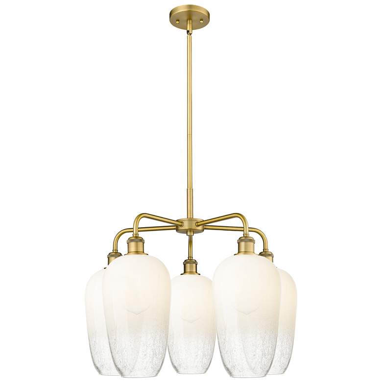 Image 1 Ballston Brookhaven Flute 26"W 5-Lt Brush Brass Chandelier w/ Opal Shade