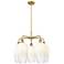 Ballston Brookhaven Flute 26"W 5-Lt Brush Brass Chandelier w/ Opal Shade