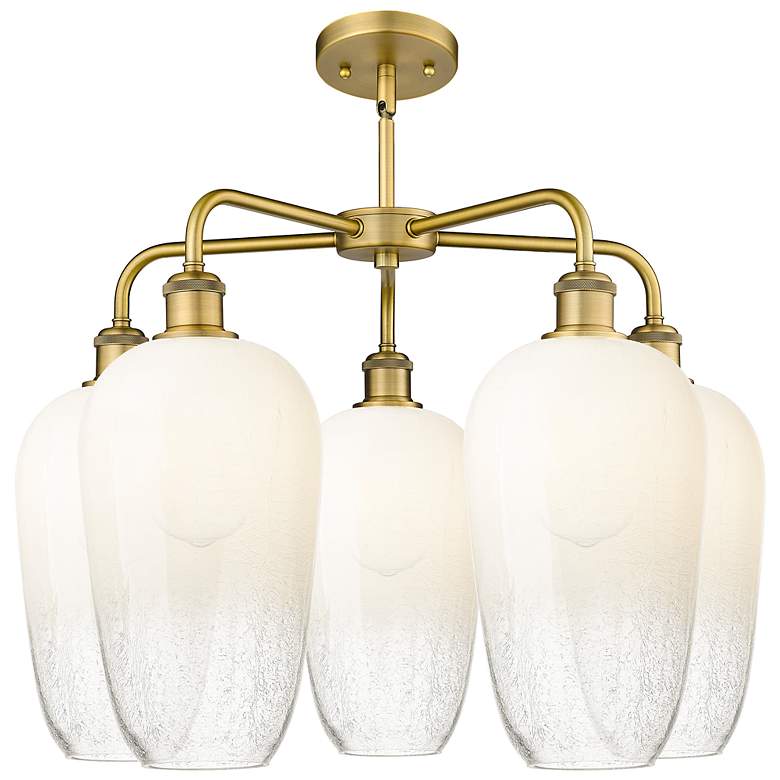 Image 2 Ballston Brookhaven Flute 26"W 5-Lt Brush Brass Chandelier w/ Opal Shade more views