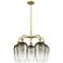 Ballston Brookhaven Flute 26"W 5-Lt Brush Brass Chandelier w/ Slate Shade