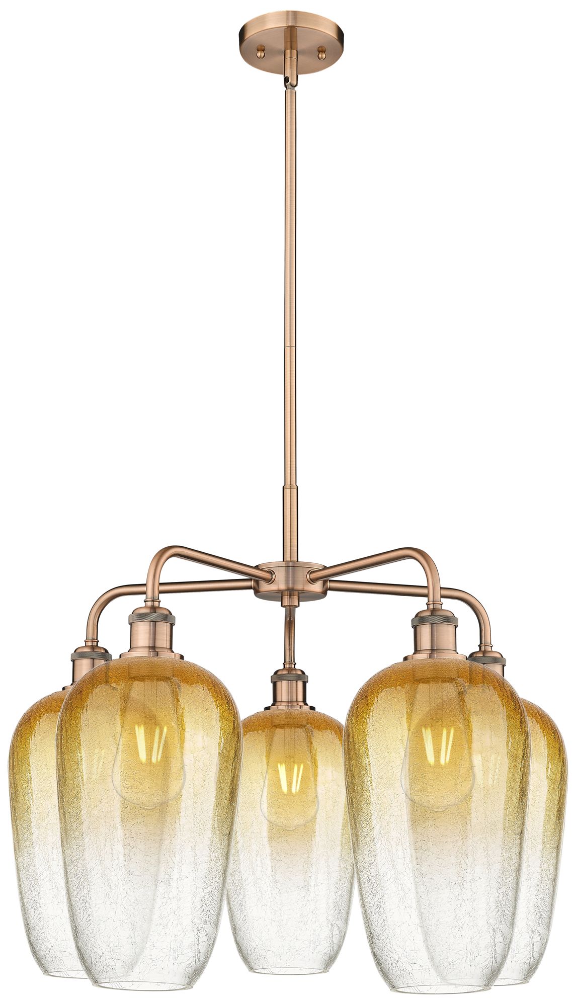 Ballston Brookhaven Flute 26"W 5-Lt Copper Stem Chandelier w/ Amber Shade