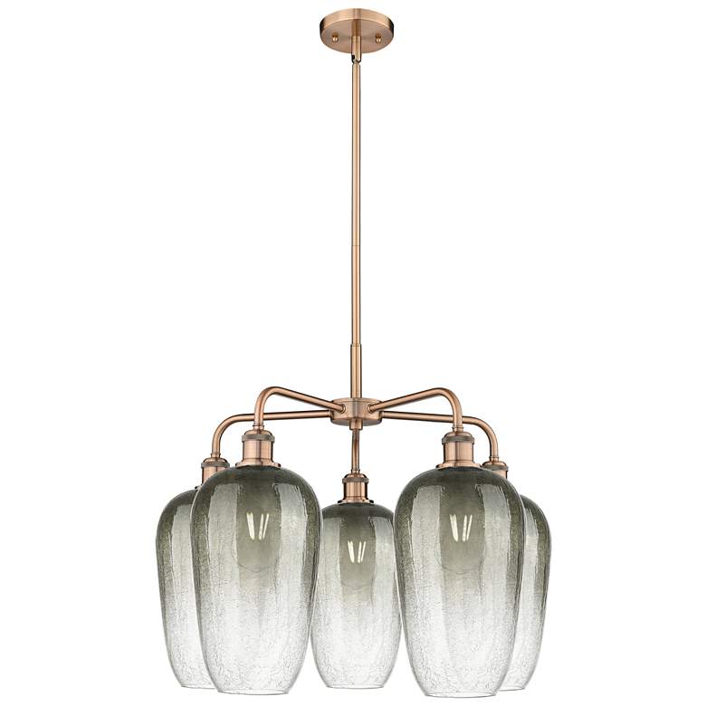 Image 1 Ballston Brookhaven Flute 26"W 5-Lt Copper Stem Chandelier w/ Slate Shade