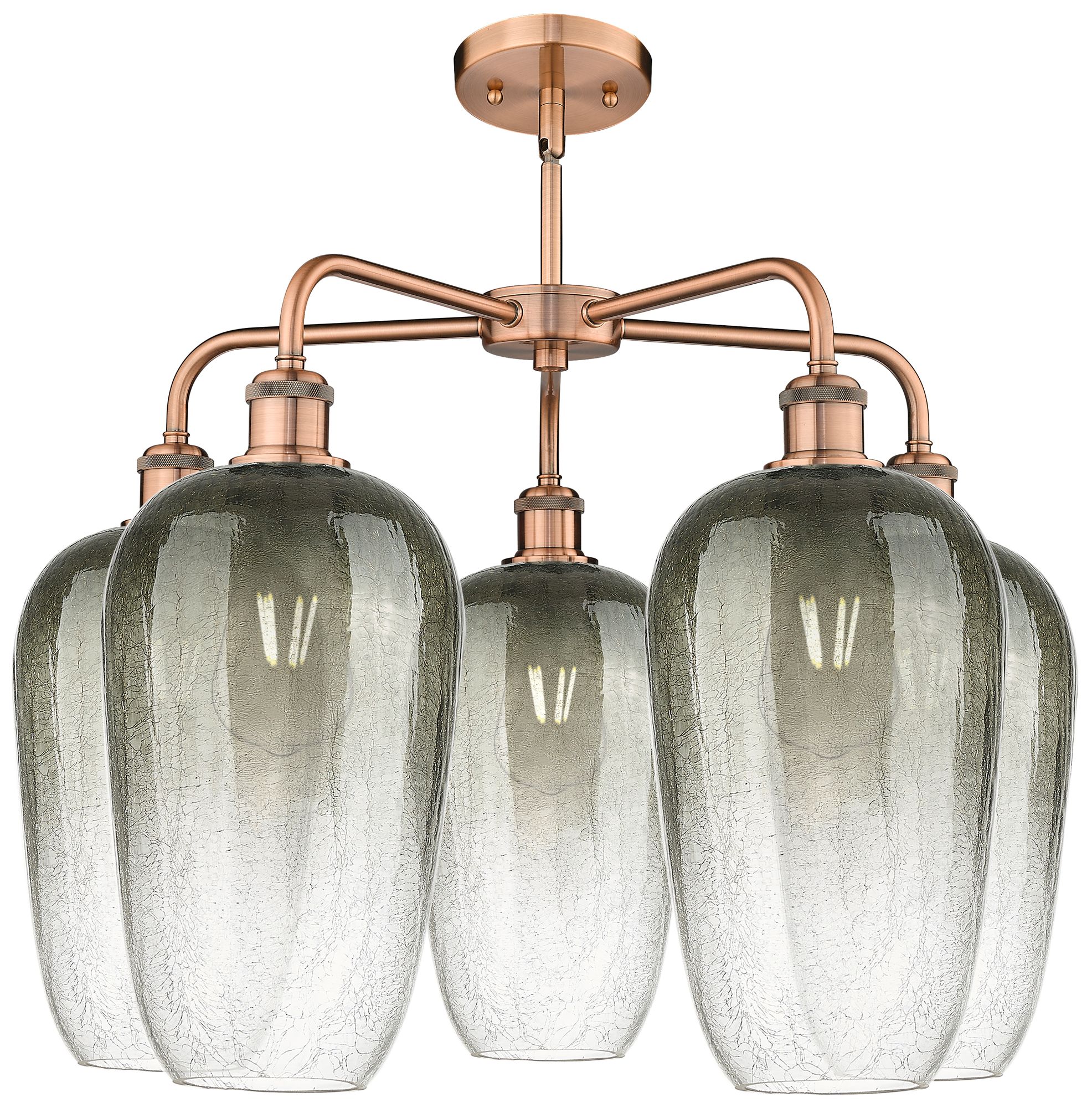 Image 2 Ballston Brookhaven Flute 26"W 5-Lt Copper Stem Chandelier w/ Slate Shade more views