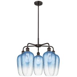 Ballston Brookhaven Flute 26"W 5-Lt Oil Bronze Chandelier w/ Blue Shade