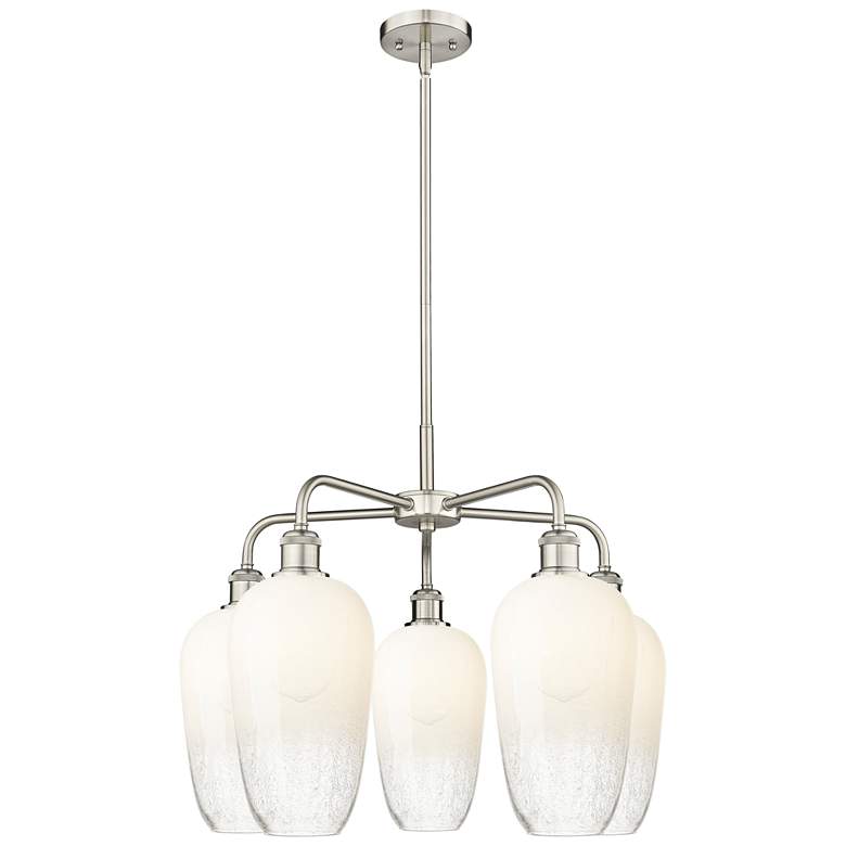 Image 1 Ballston Brookhaven Flute 26"W 5-Lt Satin Nickel Chandelier w/ Opal Shade