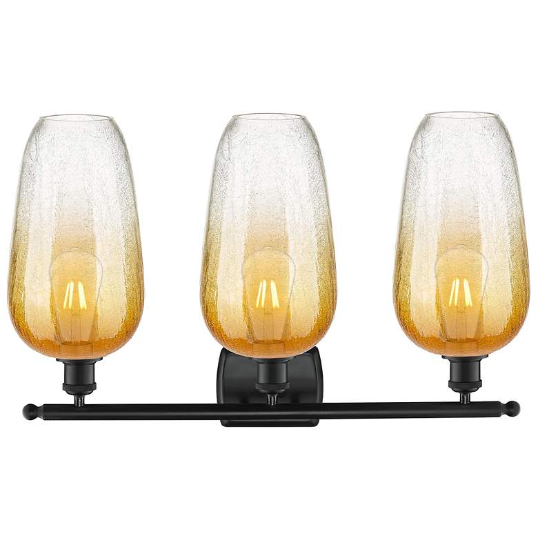 Image 2 Ballston Brookhaven Flute 27"W 3 Light Black Bath Light w/ Amber Shade more views