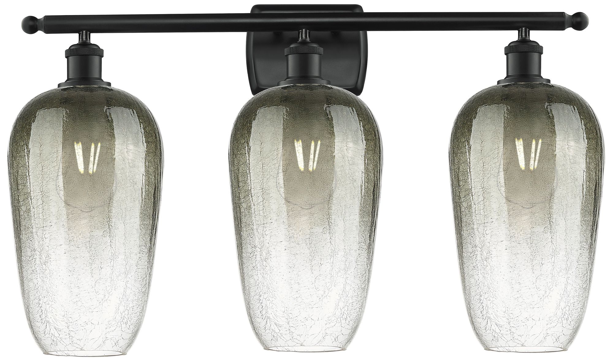 Ballston Brookhaven Flute 27"W 3 Light Black Bath Light w/ Slate Shade