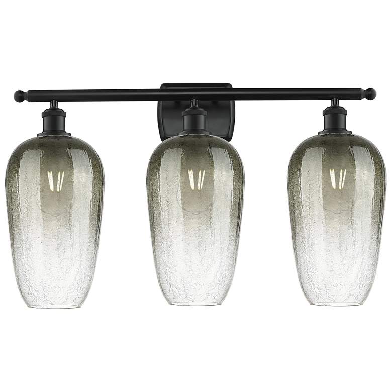 Image 1 Ballston Brookhaven Flute 27"W 3 Light Black Bath Light w/ Slate Shade