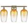 Ballston Brookhaven Flute 27"W 3 Light Brass Bath Light w/ Amber Shade