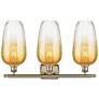 2_Ballston Brookhaven Flute 27"W 3 Light Brass Bath Light w/ Amber Shade more views