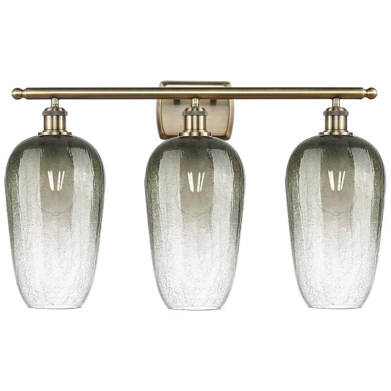 Image 1 Ballston Brookhaven Flute 27"W 3 Light Brass Bath Light w/ Slate Shade