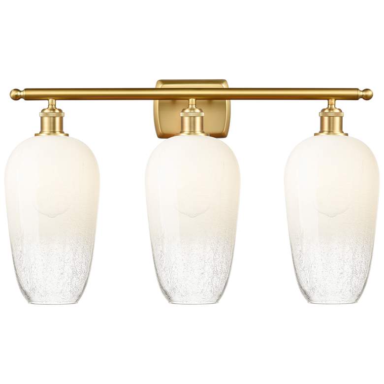 Image 1 Ballston Brookhaven Flute 27"W 3 Light Gold Vanity Light w/ Opal Shade