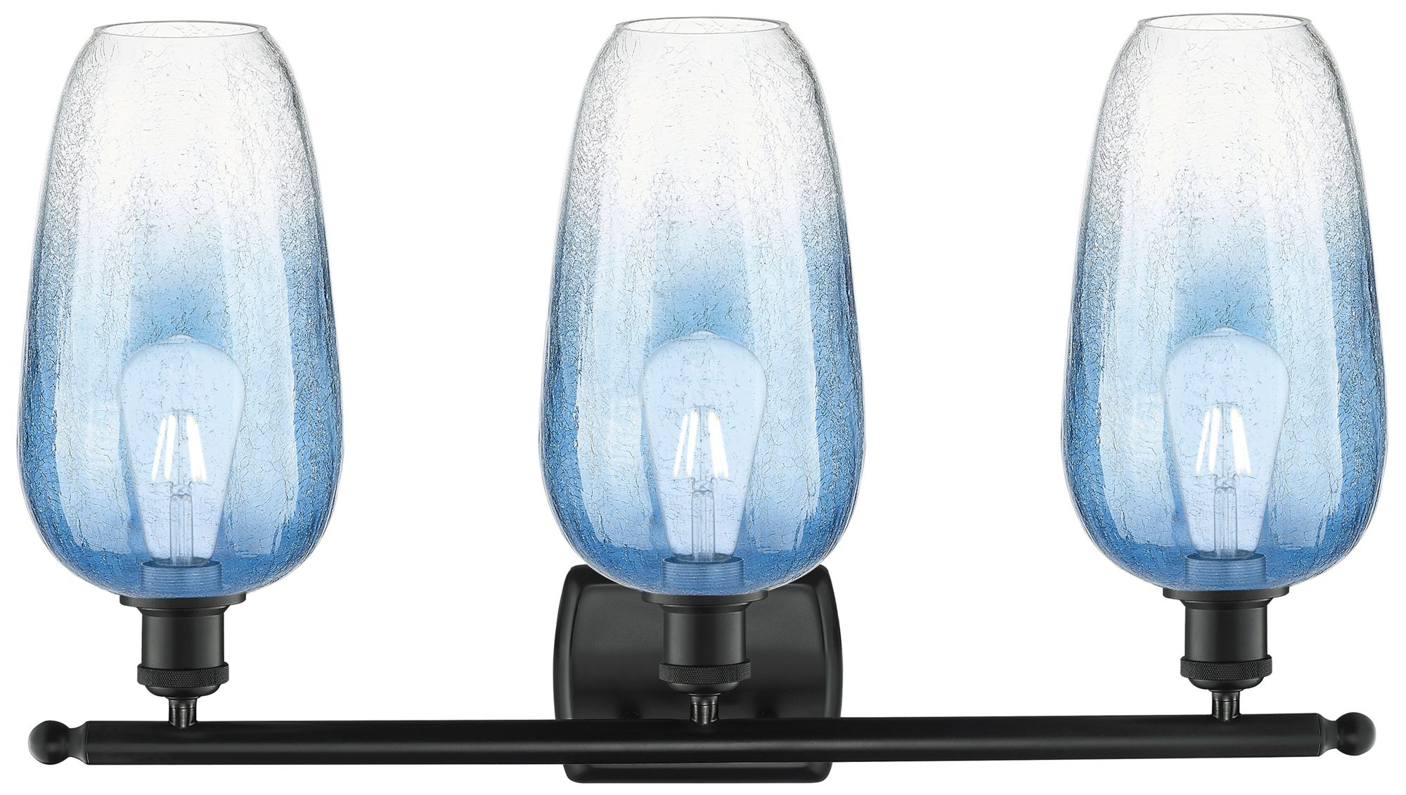 Image 2 Ballston Brookhaven Flute 27"W 3-Lt Black Bath Light w/ Sapphire Shade more views