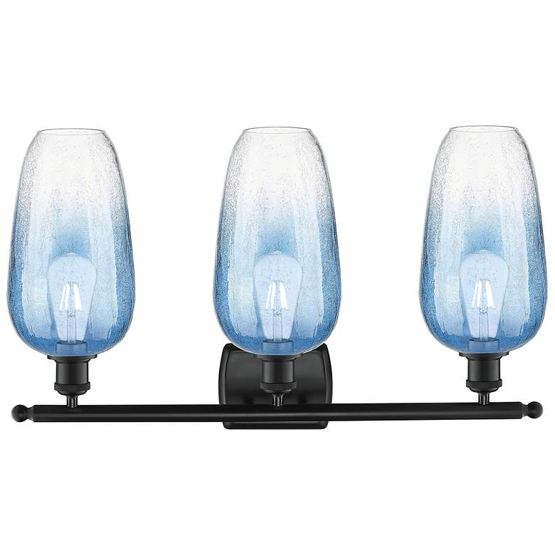 Image 2 Ballston Brookhaven Flute 27"W 3-Lt Black Bath Light w/ Sapphire Shade more views