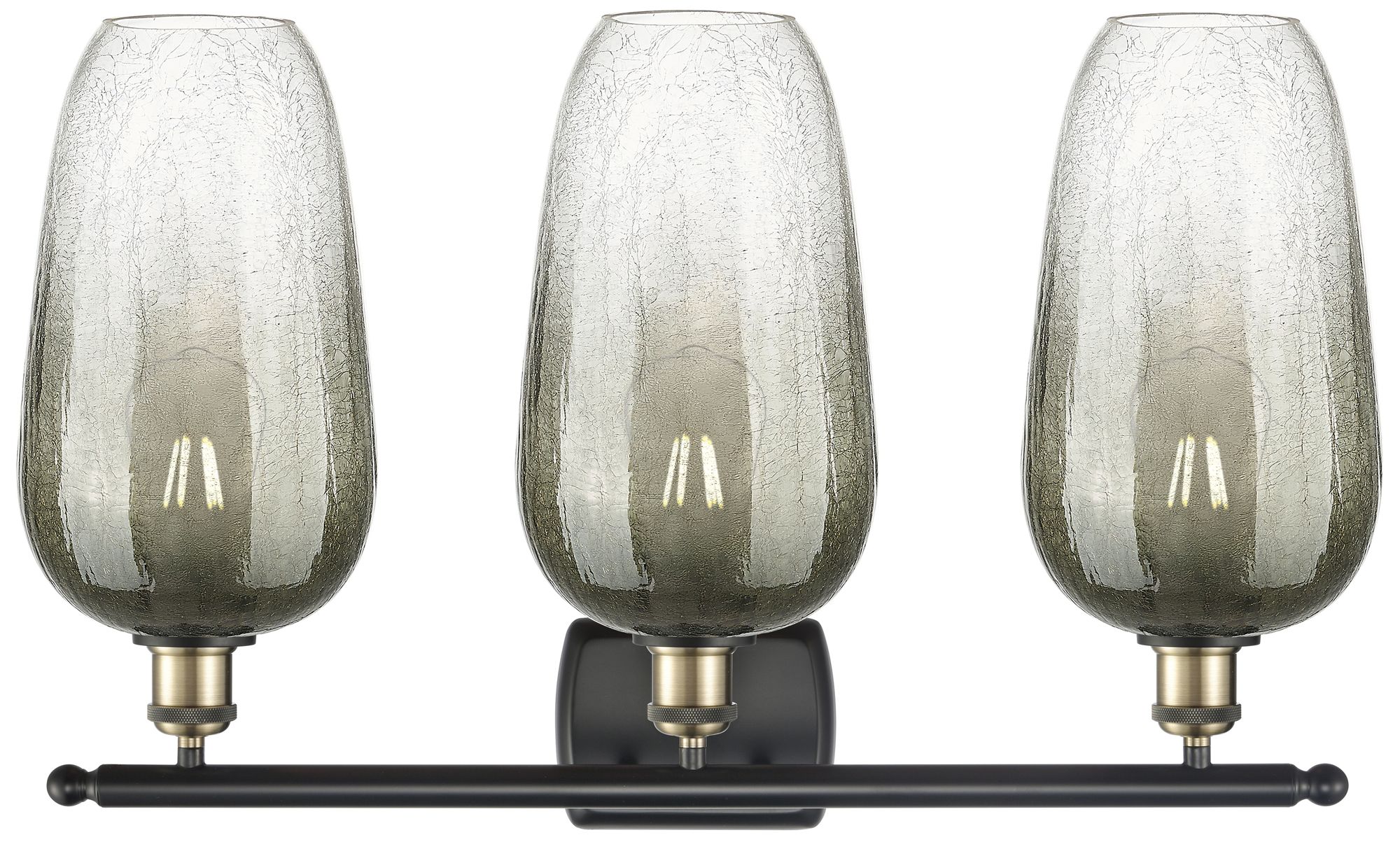 Image 2 Ballston Brookhaven Flute 27"W 3-Lt Black Brass Vanity w/ Slate Shade more views