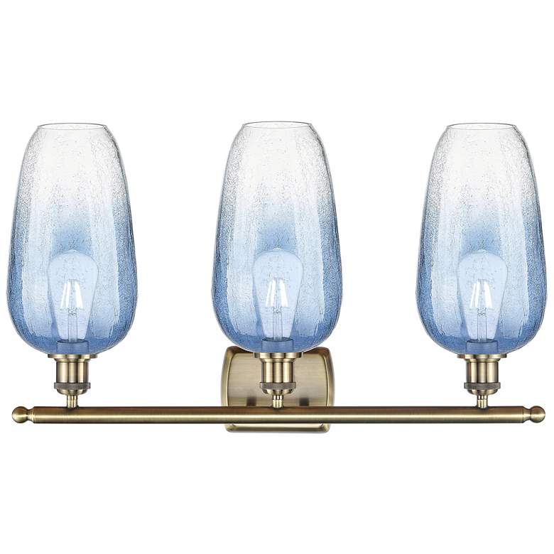 Image 2 Ballston Brookhaven Flute 27"W 3-Lt Brass Bath Light w/ Sapphire Shade more views