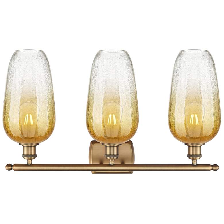 Image 2 Ballston Brookhaven Flute 27"W 3-Lt Brushed Brass Vanity w/ Amber Shade more views