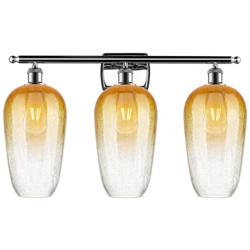 Ballston Brookhaven Flute 27"W 3-Lt Chrome Bath Light w/ Amber Shade