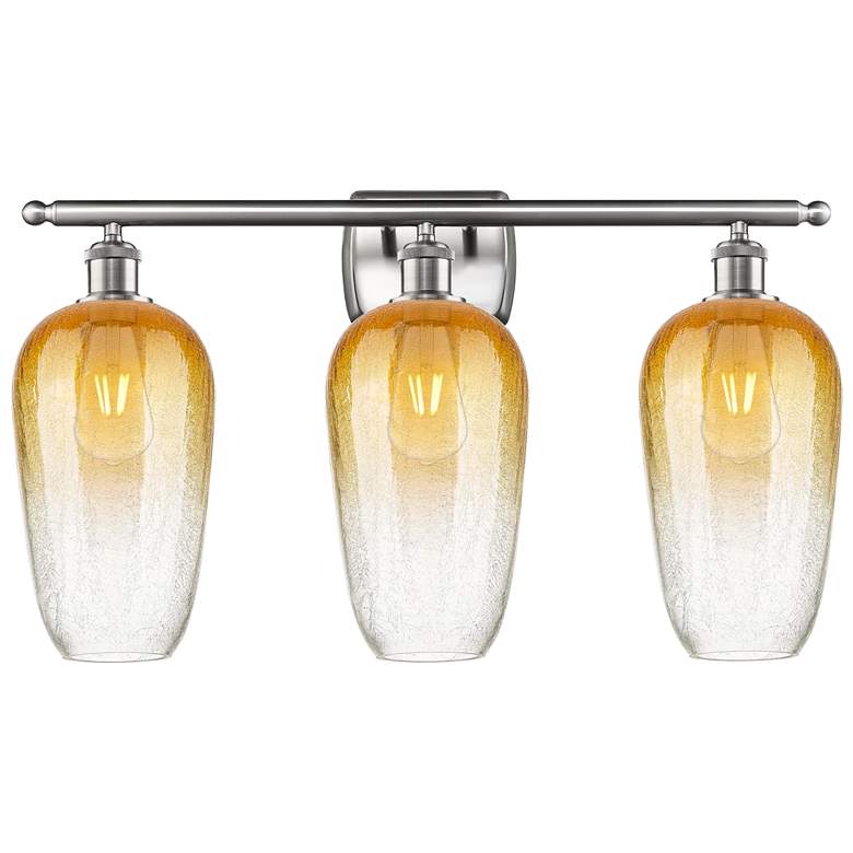 Image 1 Ballston Brookhaven Flute 27"W 3-Lt Nickel Bath Light w/ Amber Shade