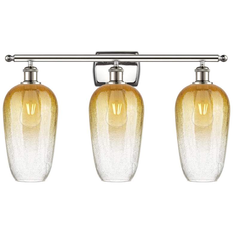 Image 1 Ballston Brookhaven Flute 27"W 3-Lt Polished Nickel Vanity w/ Amber Shade