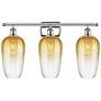1_Ballston Brookhaven Flute 27"W 3-Lt Polished Nickel Vanity w/ Amber Shade