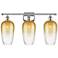 Ballston Brookhaven Flute 27"W 3-Lt Polished Nickel Vanity w/ Amber Shade