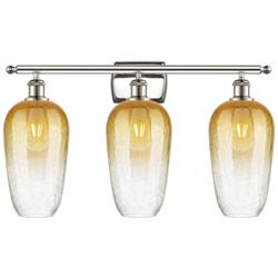 Ballston Brookhaven Flute 27"W 3-Lt Polished Nickel Vanity w/ Amber Shade