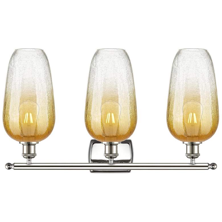 Image 2 Ballston Brookhaven Flute 27"W 3-Lt Polished Nickel Vanity w/ Amber Shade more views
