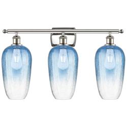 Ballston Brookhaven Flute 27"W 3-Lt Polished Nickel Vanity w/ Blue Shade