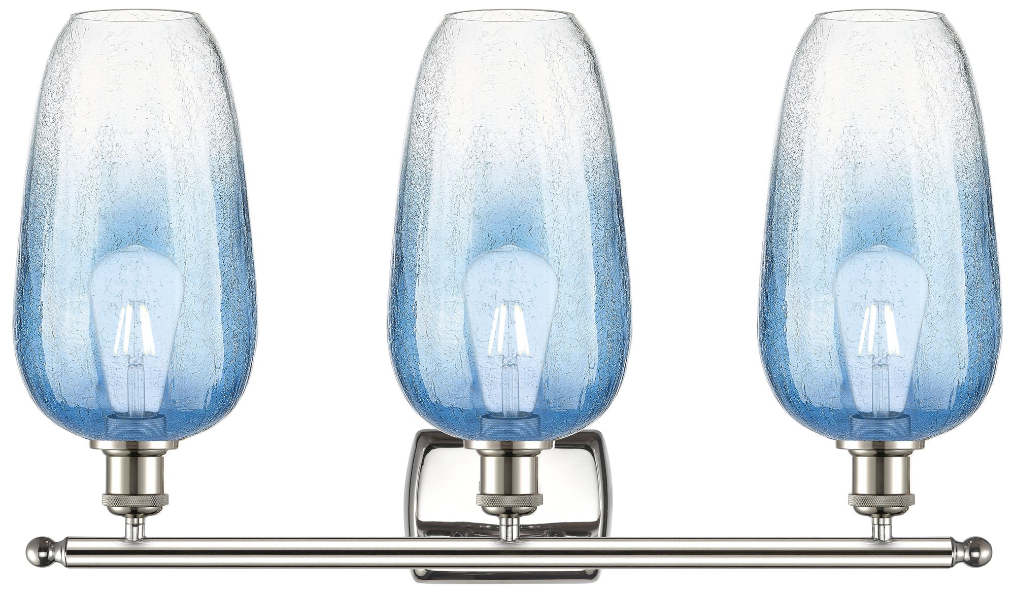 Image 2 Ballston Brookhaven Flute 27"W 3-Lt Polished Nickel Vanity w/ Blue Shade more views