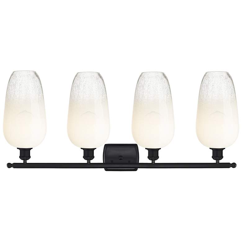Image 2 Ballston Brookhaven Flute 37"W 4 Light Black Bath Light w/ Opal Shade more views
