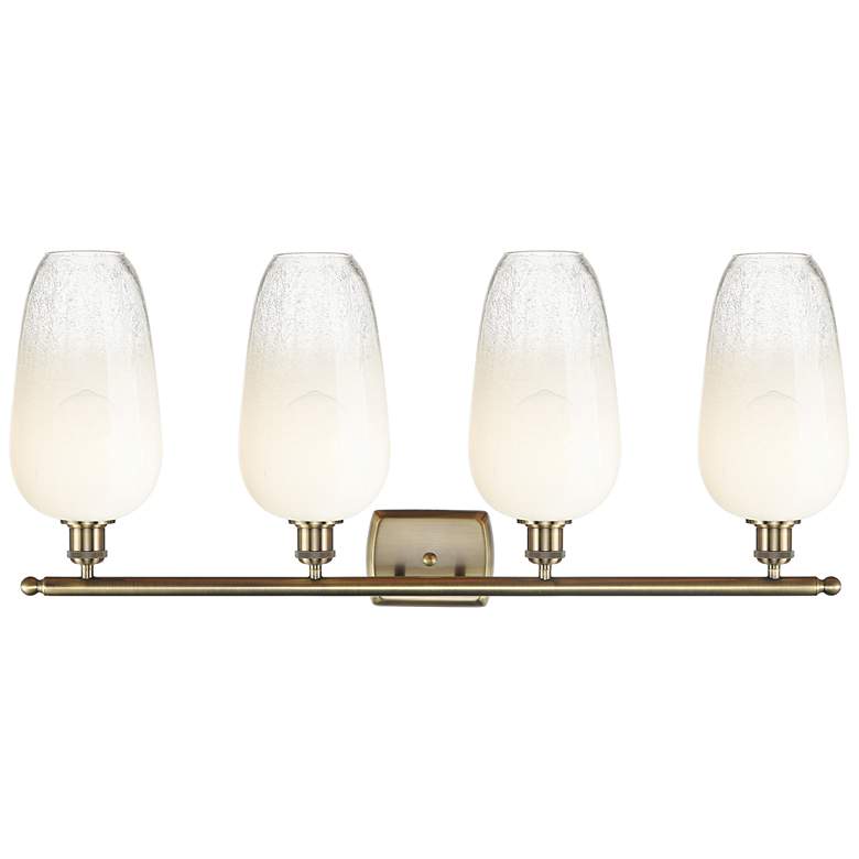 Image 2 Ballston Brookhaven Flute 37"W 4 Light Brass Bath Light w/ Opal Shade more views