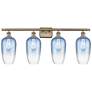 1_Ballston Brookhaven Flute 37"W 4 Light Brass Vanity w/ Sapphire Shade