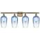 Ballston Brookhaven Flute 37"W 4 Light Brass Vanity w/ Sapphire Shade