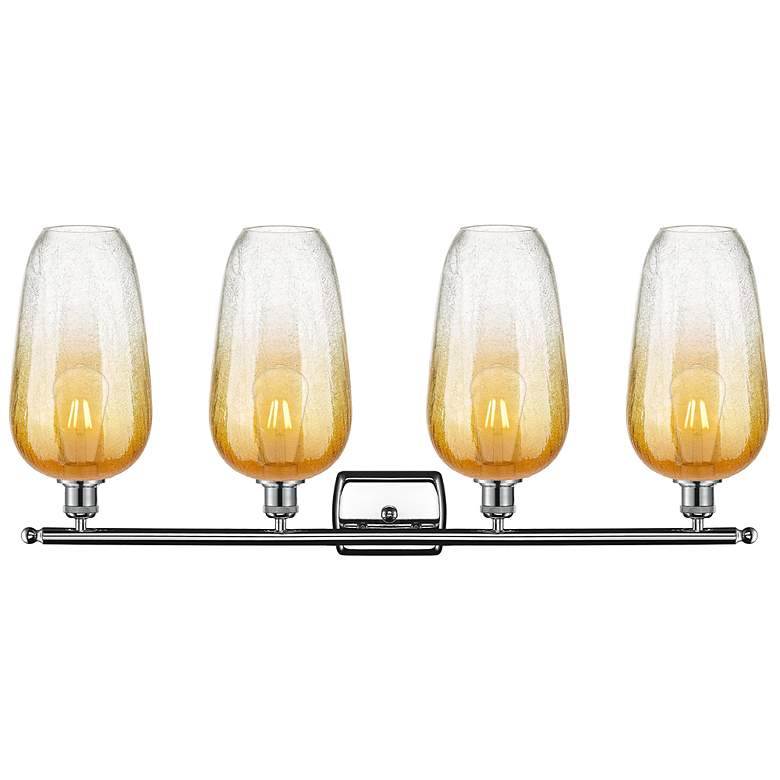 Image 2 Ballston Brookhaven Flute 37"W 4 Light Chrome Vanity w/ Amber Shade more views