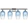 Ballston Brookhaven Flute 37"W 4 Light Chrome Vanity w/ Sapphire Shade