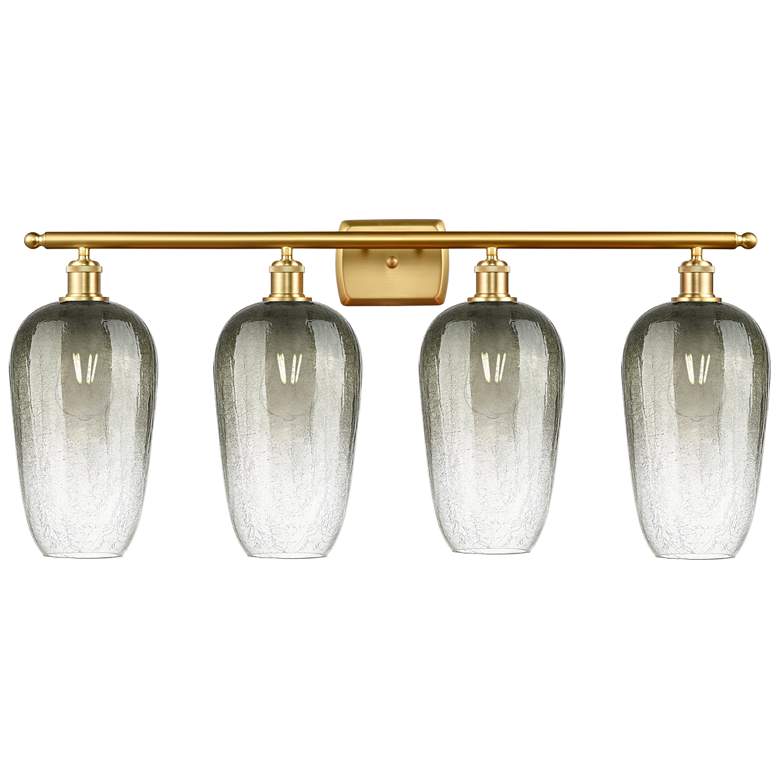 Image 1 Ballston Brookhaven Flute 37"W 4 Light Gold Bath Light w/ Slate Shade