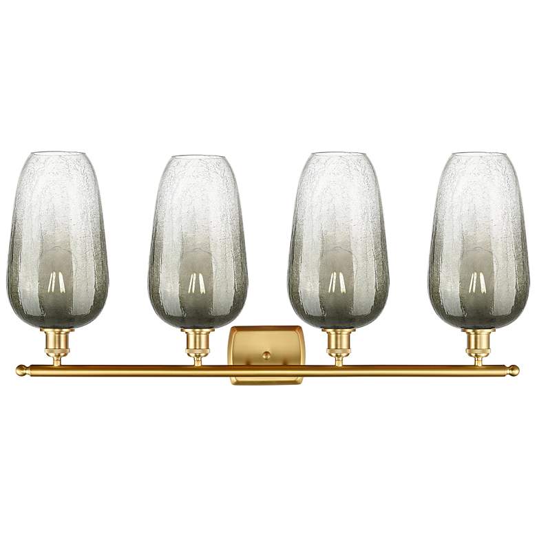 Image 2 Ballston Brookhaven Flute 37"W 4 Light Gold Bath Light w/ Slate Shade more views