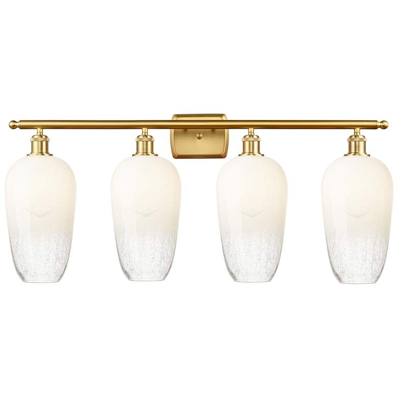 Image 1 Ballston Brookhaven Flute 37"W 4 Light Gold Vanity Light w/ Opal Shade