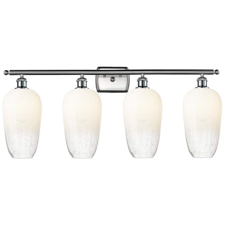 Image 1 Ballston Brookhaven Flute 37"W 4 Light Nickel Bath Light w/ Opal Shade