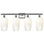 1_Ballston Brookhaven Flute 37"W 4 Light Nickel Bath Light w/ Opal Shade
