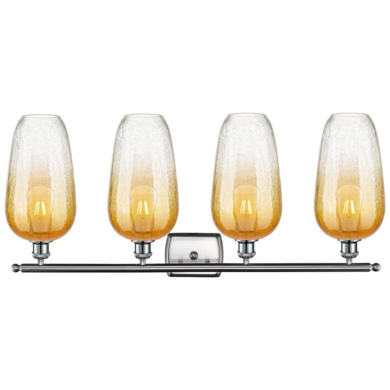 Image 2 Ballston Brookhaven Flute 37"W 4 Light Nickel Vanity w/ Amber Shade more views