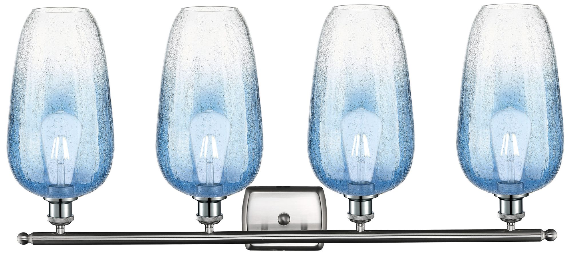 Image 2 Ballston Brookhaven Flute 37"W 4 Light Nickel Vanity w/ Sapphire Shade more views