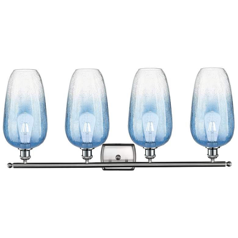 Image 2 Ballston Brookhaven Flute 37"W 4 Light Nickel Vanity w/ Sapphire Shade more views