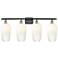 Ballston Brookhaven Flute 37"W 4-Lt Black Brass Vanity w/ Opal Shade