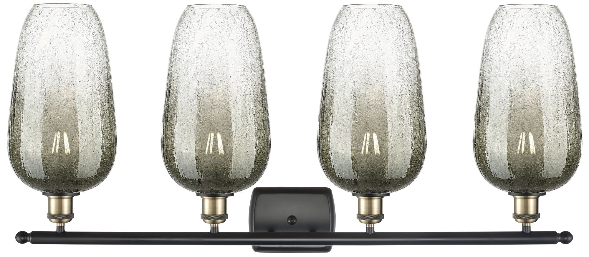 Image 2 Ballston Brookhaven Flute 37"W 4-Lt Black Brass Vanity w/ Slate Shade more views