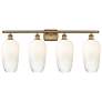 1_Ballston Brookhaven Flute 37"W 4-Lt Brushed Brass Vanity w/ Opal Shade
